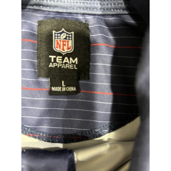 NFL Team Apparel New England Patriots Polo Navy Blue Striped Short Sleeves Large - Picture 3 of 10
